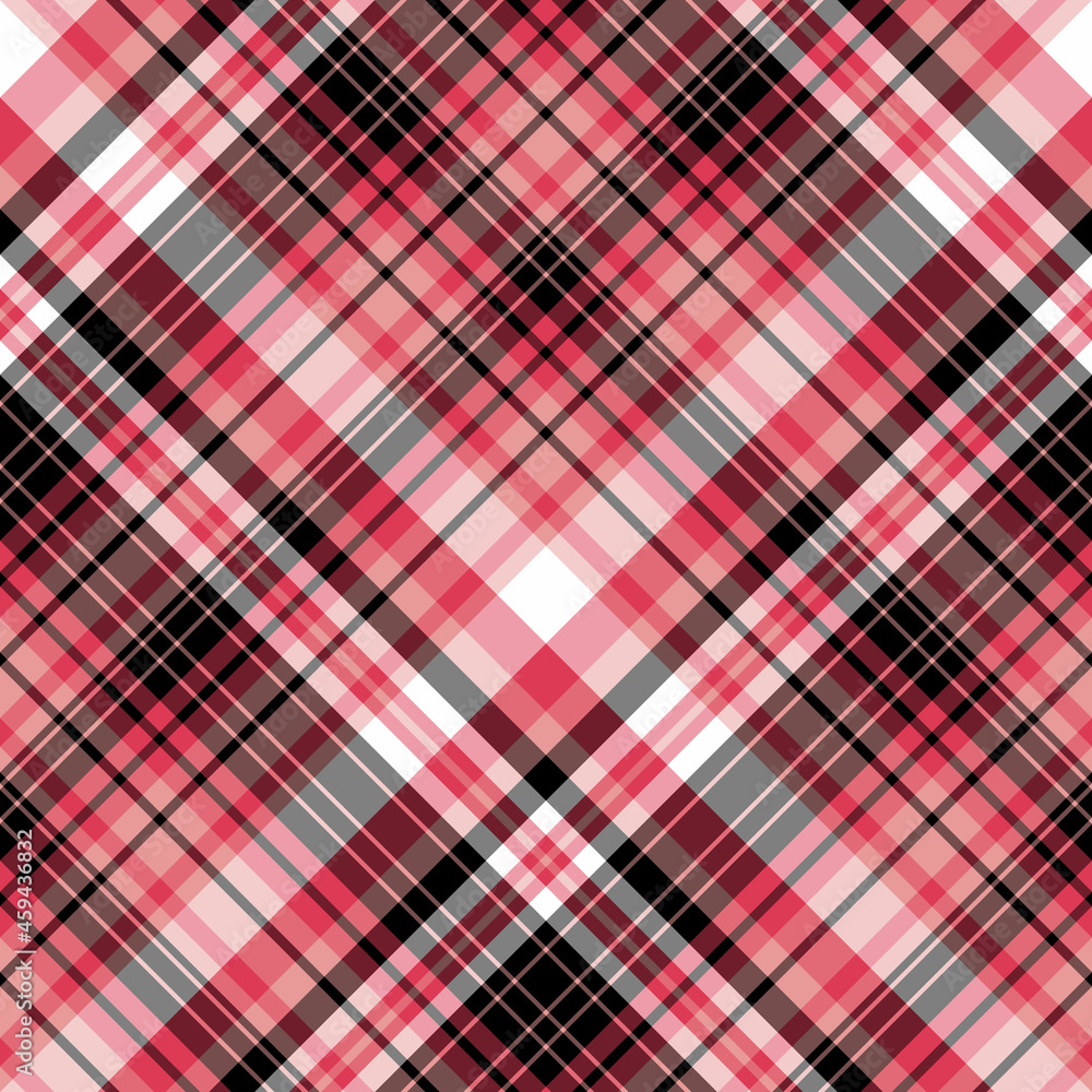 Seamless pattern in light and bright pink, black and white colors for plaid, fabric, textile, clothes, tablecloth and other things. Vector image. 2