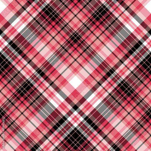 Seamless pattern in light and bright pink, black and white colors for plaid, fabric, textile, clothes, tablecloth and other things. Vector image. 2