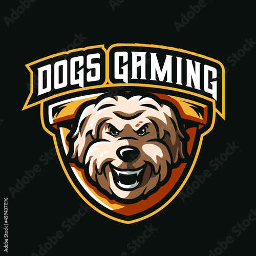 illustration of a cartoon dog logo game design template