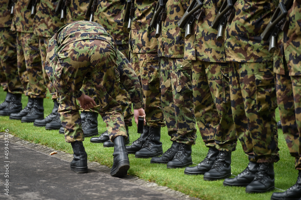 Swiss army soldiers representing the guard of honor are seen during a welcome ceremony in Bern Swiss army soldiers representing the guard of honor are seen during a welcome ceremony in Bern