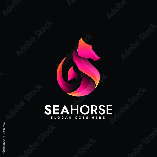 seahorse logo design template