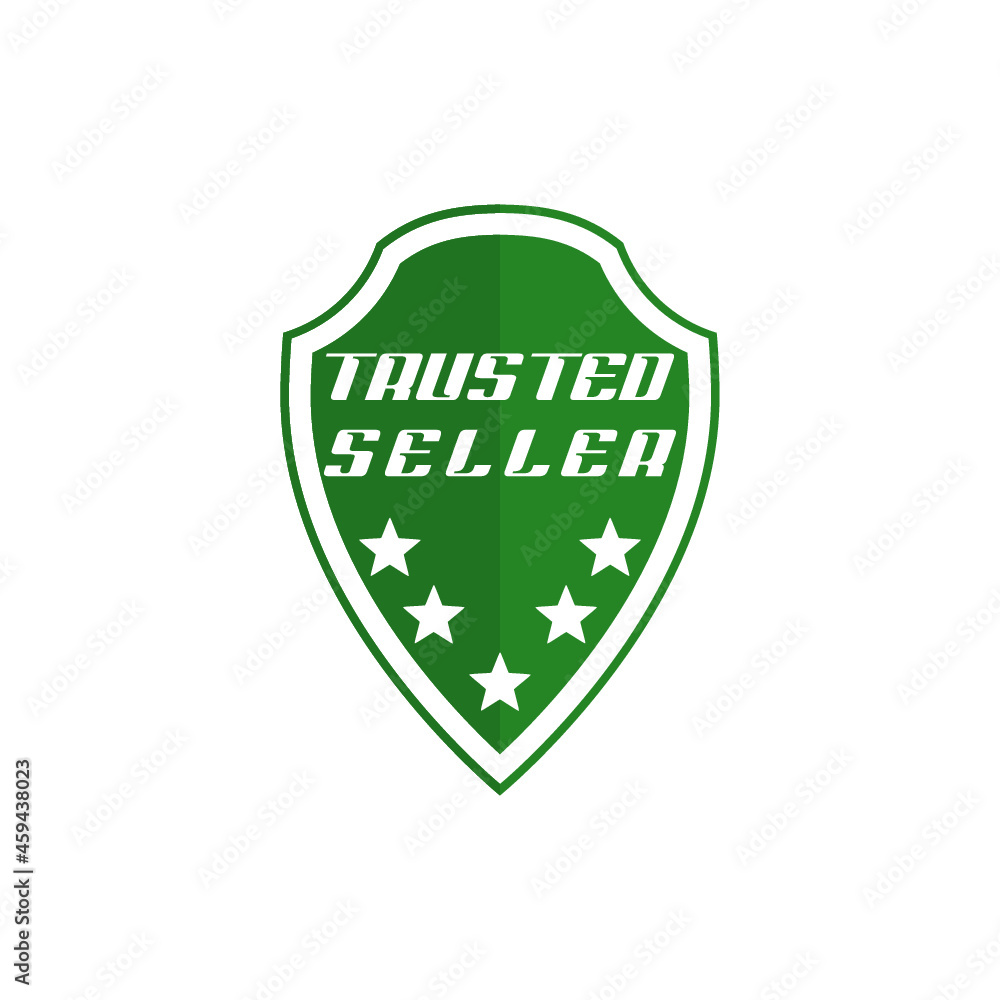 Trusted Seller Stamp Logo Design isolated on white background Trusted Seller Stamp Logo Design isolated on white background