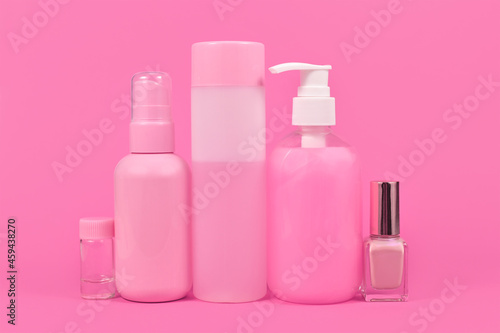 Various stereotype pink colored hygiene products marketed to women