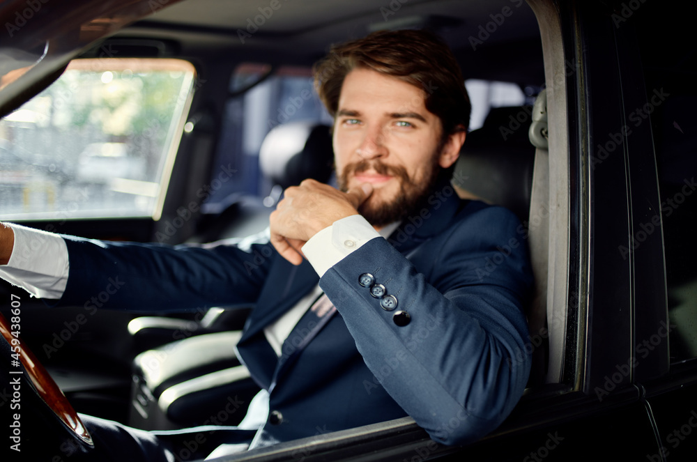 emotional man Driving a car trip luxury lifestyle self confidence