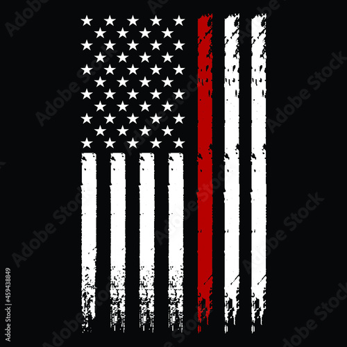 Firefighter Thin Red Line American Flag T-Shirt Vector Design