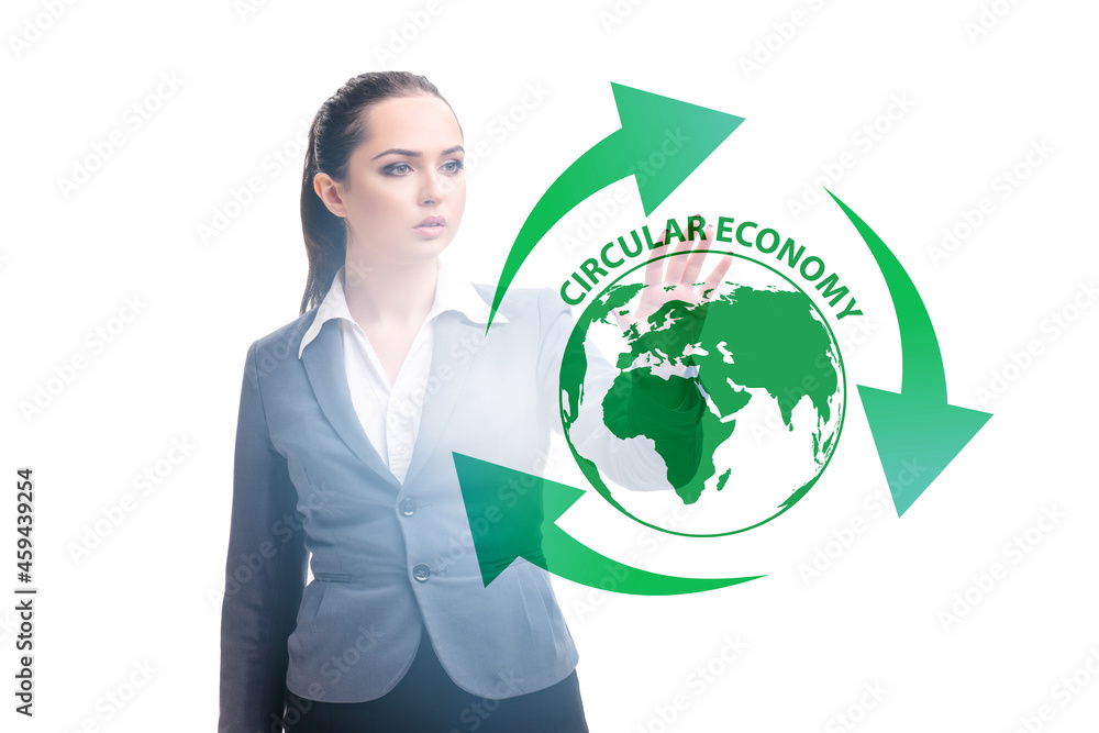 Concept of circular economy with businesswoman