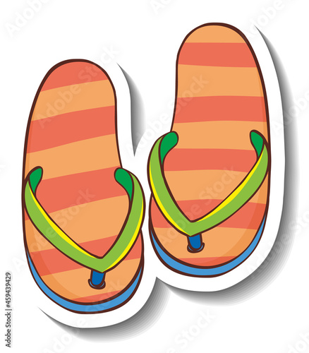 A sticker template with summer flip flops isolated