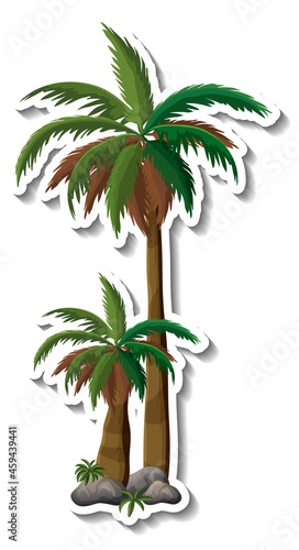 Palm tree sticker on white background