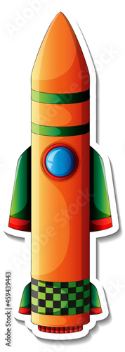 A sticker template with Rocket Space Cartoon isolated