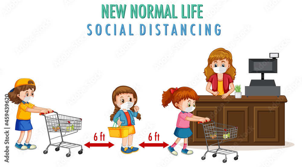 New normal life with people wearing face mask in public New normal life with people wearing face mask in public