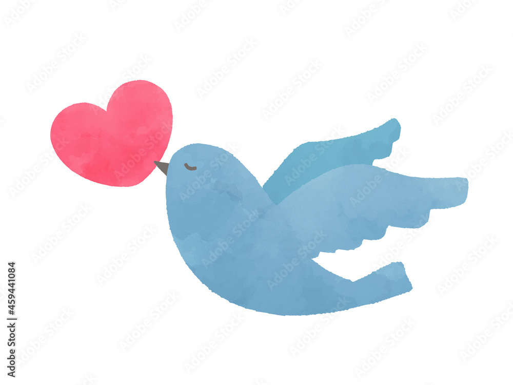 イラスト素材 ハートをくわえている青い鳥 Stock Illustration Adobe Stock イラスト素材 ハートをくわえている青い鳥 Stock Illustration Adobe Stock