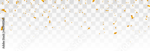 Vector confetti png. Gold confetti falls from the sky. confetti, streamer, tinsel on a transparent background. Holiday, birthday.