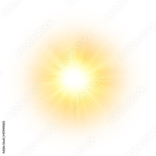 Flash yellow sun, star flashed with sparkles.