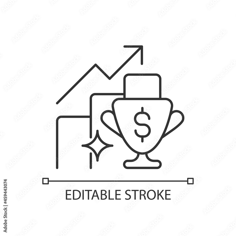 Performance bonus linear icon. Motivating talented employees. Improving work performance. Thin line customizable illustration. Contour symbol. Vector isolated outline drawing. Editable stroke Performance bonus linear icon. Motivating talented employees. Improving work performance. Thin line customizable illustration. Contour symbol. Vector isolated outline drawing. Editable stroke