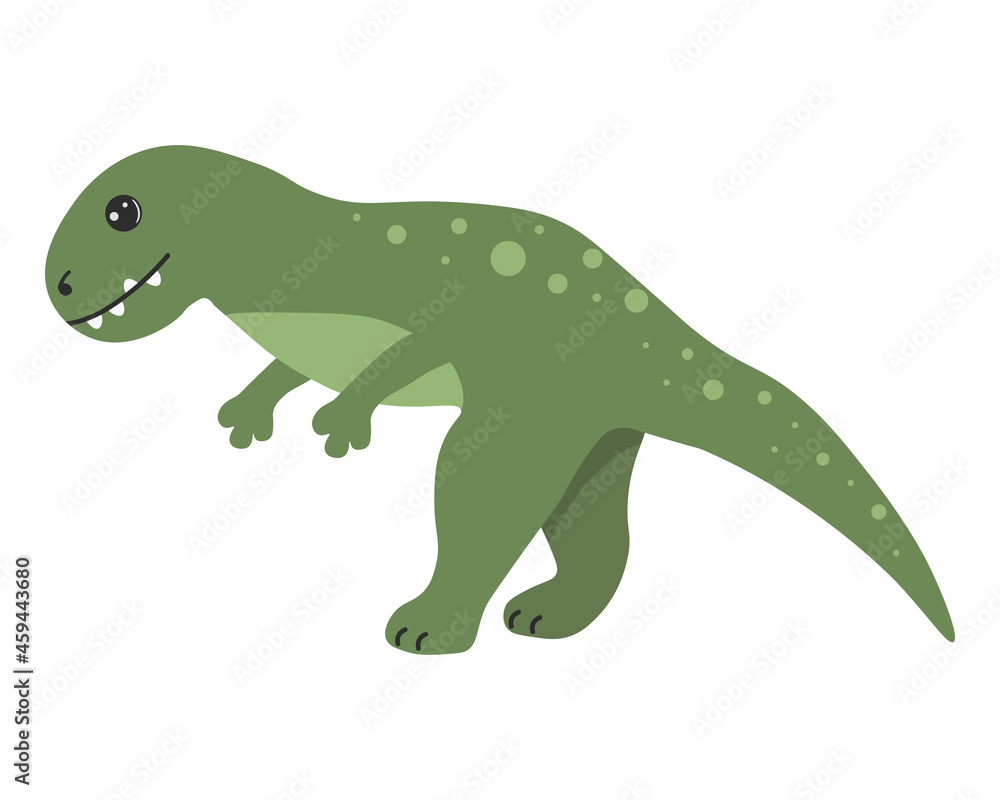 Obraz premium Illustration of cute cartoon dinosaur on white background. Can be used for children's room, sticker, t-shirt, mug and other design. Cute little dinosaur.