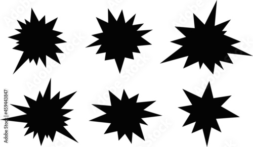 Vector illustration of black silhouettes of explosive collisions