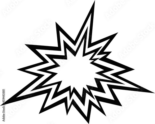 Vector illustration of black and white outlines of explosive collision