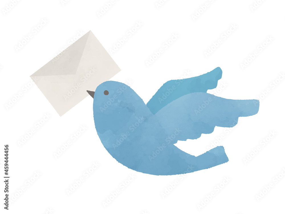 イラスト素材 飛んでいる青い鳥と手紙 Stock Illustration Adobe Stock