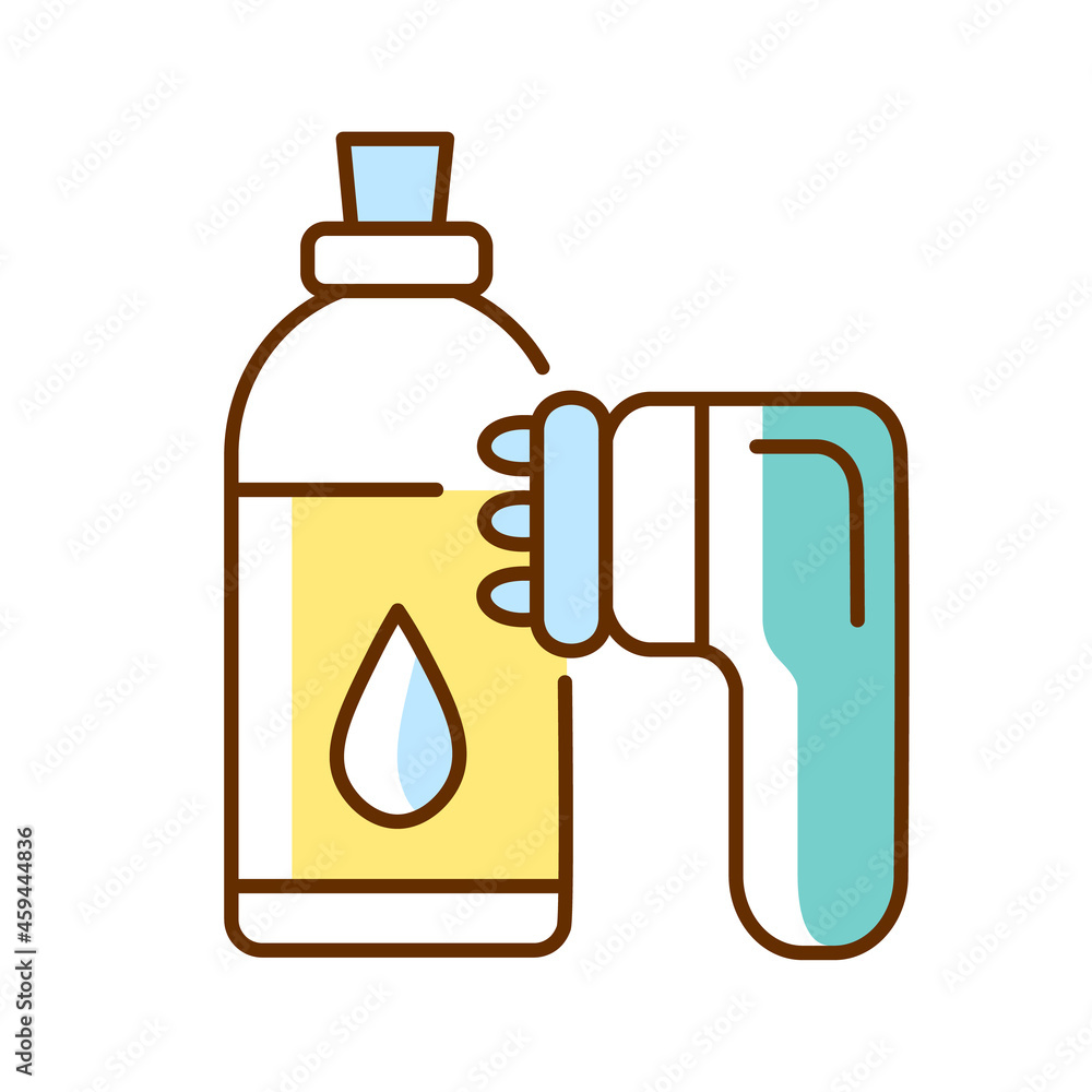 Anticellulite massager RGB color icon. Massaging legs and buttocks. Beauty treatment. Body and skin care. Lipolysis. Portable tool. Isolated vector illustration. Simple filled line drawing Anticellulite massager RGB color icon. Massaging legs and buttocks. Beauty treatment. Body and skin care. Lipolysis. Portable tool. Isolated vector illustration. Simple filled line drawing