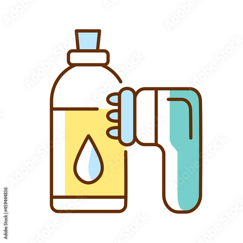 Anticellulite massager RGB color icon. Massaging legs and buttocks. Beauty treatment. Body and skin care. Lipolysis. Portable tool. Isolated vector illustration. Simple filled line drawing