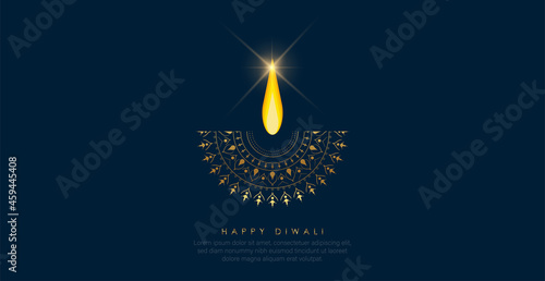Abstract illustration of diya on Diwali celebration.