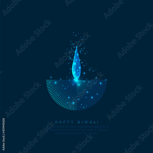 Abstract illustration of diya on Diwali celebration.