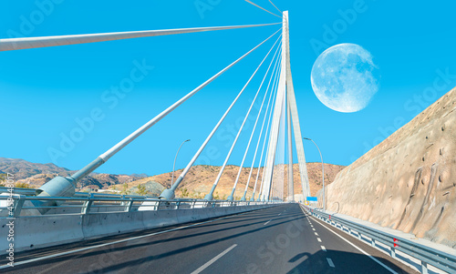 Fototapeta Naklejka Na Ścianę i Meble -  Komurhan Bridge (Kömürhan köprüsü), also known as ismet pasha bridge, is located on the Euphrates river at the 51st km. of the Elazig-Malatya highway. 