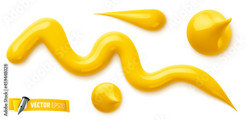 Vector realistic illustration of yellow paint on a white background.