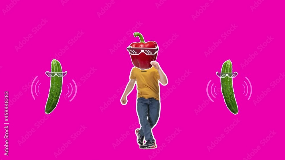4K Minimal animation motion design. Funny sweet red pepper face on