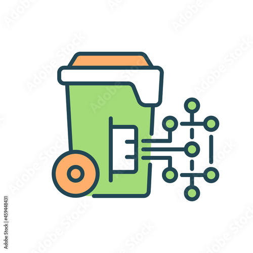 Smart bin RGB color icon. Using modern technologies to reduce level of environmental pollution. Development of modern technologies. Isolated vector illustration. Simple filled line drawing