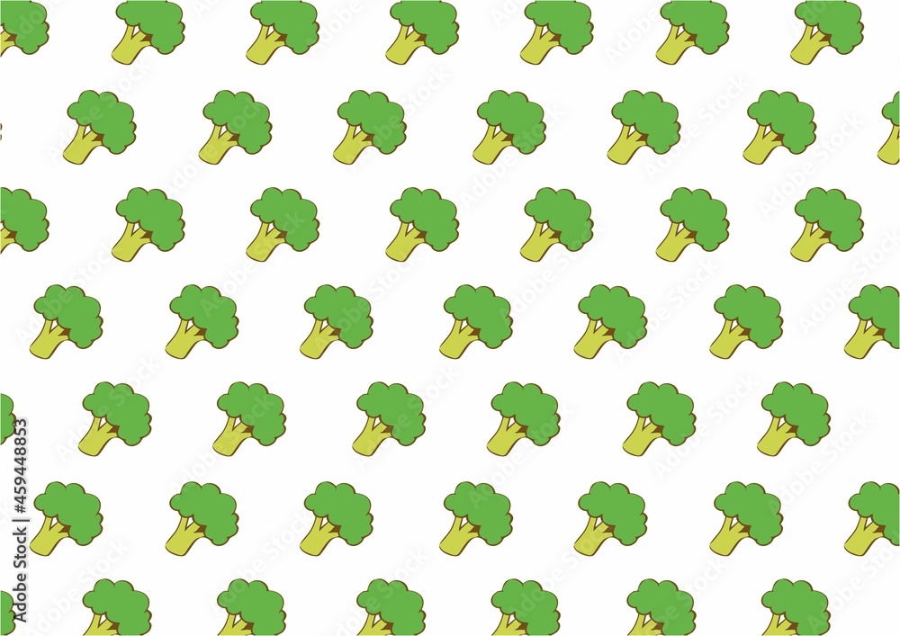 Fototapeta premium illustration of broccoli, repetition of broccoli forming a background with space to fill