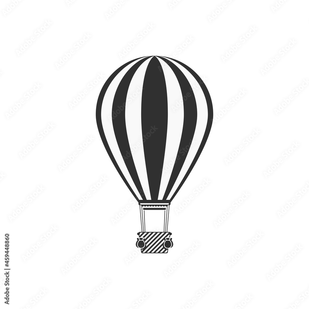 Monochrome air balloon icon in modern flat style. Travel, Vintage Transport concept. Aerostat isolated on white background. Vector illustration. EPS 10. Monochrome air balloon icon in modern flat style. Travel, Vintage Transport concept. Aerostat isolated on white background. Vector illustration. EPS 10.