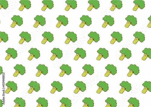 illustration of broccoli, repetition of broccoli forming a background with space to fill