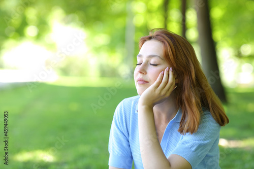 Woman relaxing in a park