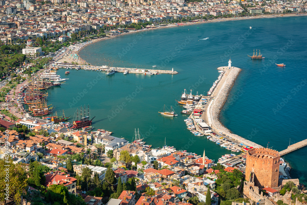 Alanya city scenery by the Mediterranean Sea, Turkey