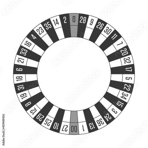 American casino roulette wheel. Gambling games concept. Vector illustration in flat style. EPS 10.