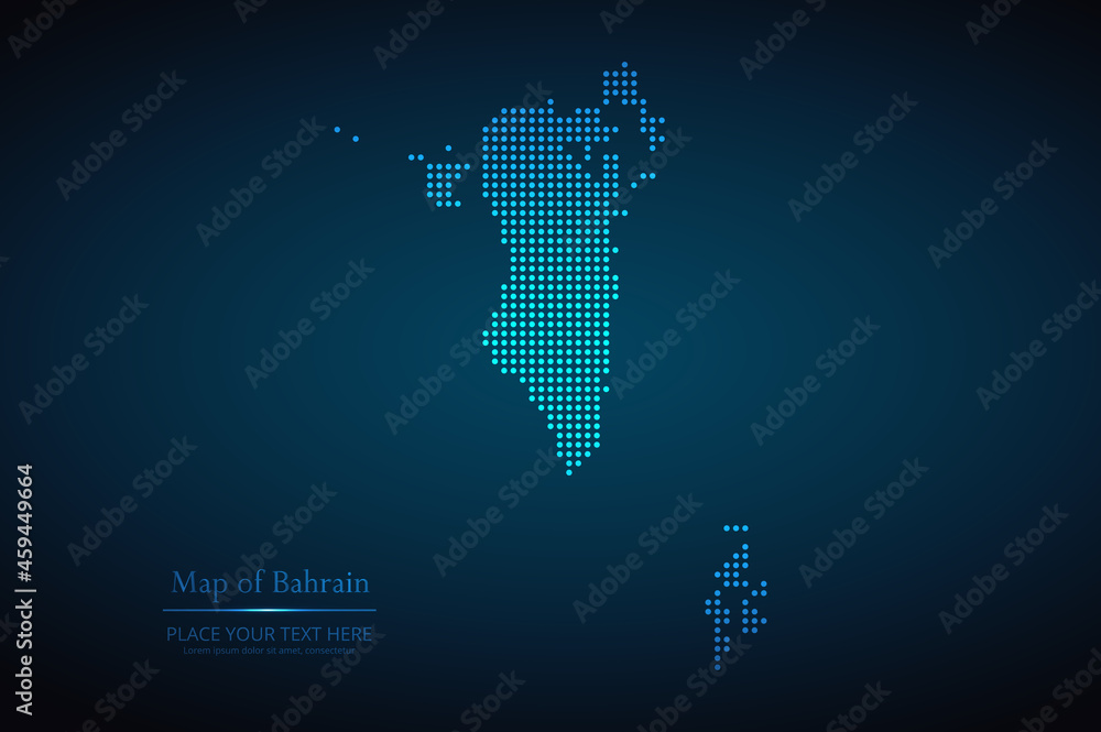 Dotted map of Bahrain. Vector EPS10