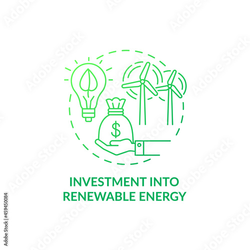 Investment into renewable energy concept icon. Reducing air pollution abstract idea thin line illustration. Funding opportunities. Mitigating climate change. Vector isolated outline color drawing