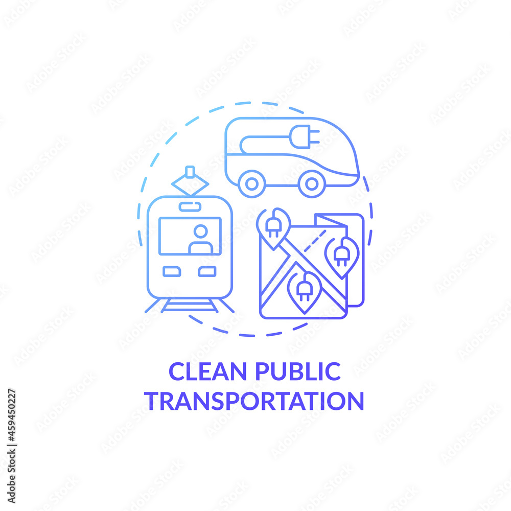 Clean public transportation concept icon. Reduce air pollution abstract ...