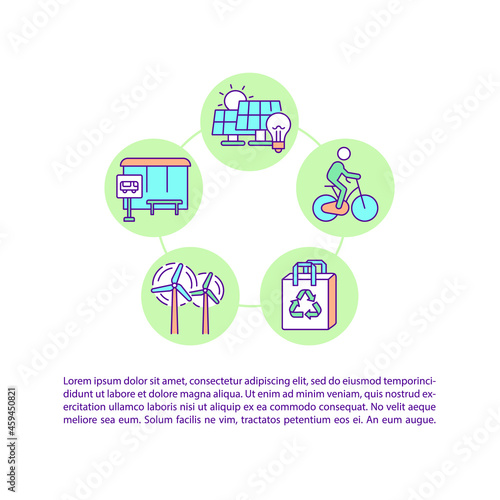 Practices for tackling pollution concept line icons with text. PPT page vector template with copy space. Brochure, magazine, newsletter design element. Public health linear illustrations on white