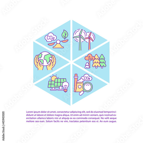 Slowing climate warming concept line icons with text. PPT page vector template with copy space. Brochure, magazine, newsletter design element. Improving air quality linear illustrations on white