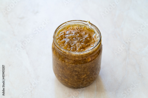 Artichoke Jam, Marmalade with Fried Jerusalem in Glass Jar.