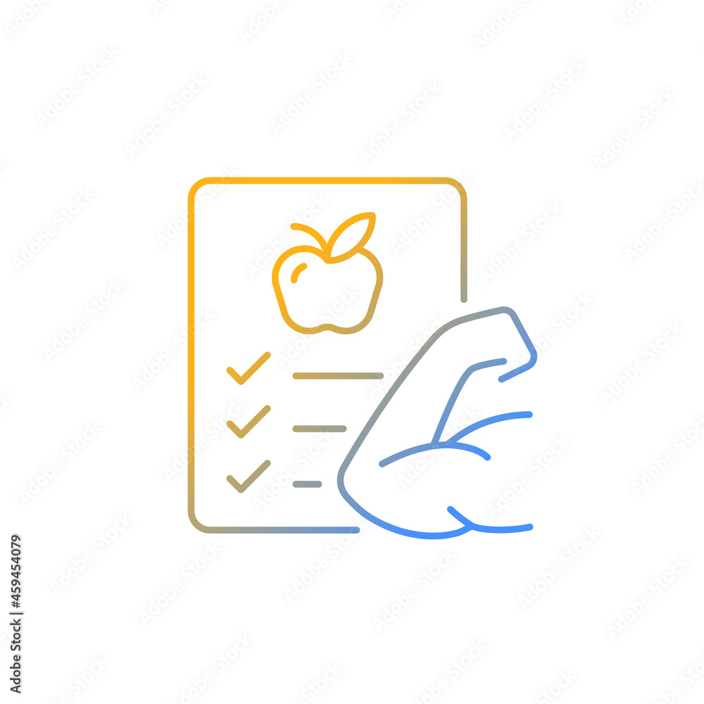 Health gradient linear vector icon. Physical health course in school. Popularization of healthy lifestyle. Thin line color symbol. Modern style pictogram. Vector isolated outline drawing Health gradient linear vector icon. Physical health course in school. Popularization of healthy lifestyle. Thin line color symbol. Modern style pictogram. Vector isolated outline drawing