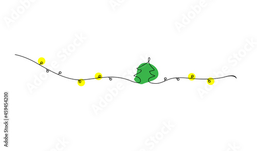 Christmas vertor one line art garland, Christmas tree  photo