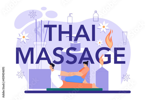 Thai massage typographic header. Spa procedure in beauty salon