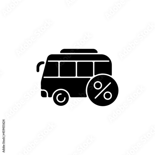 Commuting assistance black glyph icon. Company-paid travel to workplace. Employee transportation. Reduce traffic congestion. Silhouette symbol on white space. Vector isolated illustration