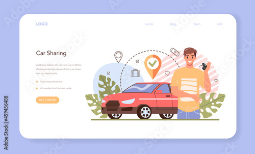 Car sharing service web banner or landing page. Idea of vehicle share