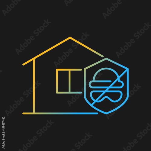 Security against burglary gradient vector icon for dark theme. Install burglar alarm. Protect home against intruders. Thin line color symbol. Modern style pictogram. Vector isolated outline drawing