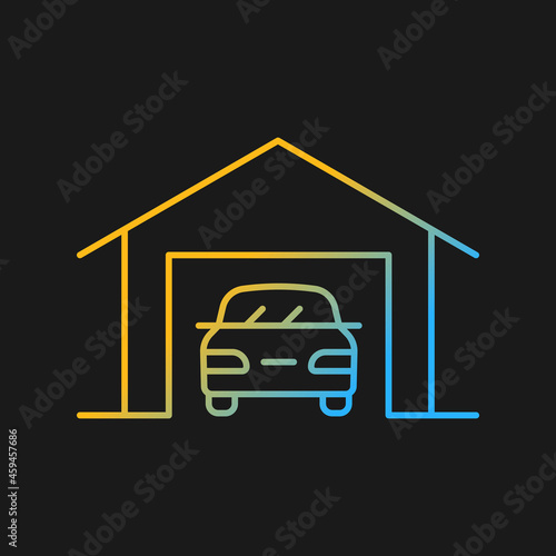 Parking space nearby gradient vector icon for dark theme. Residential garage. Accessible space for vehicles. Thin line color symbol. Modern style pictogram. Vector isolated outline drawing