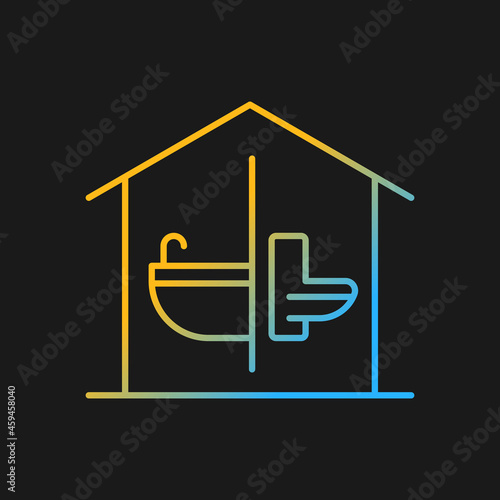 Sanitation facilities gradient vector icon for dark theme. Hygienic conditions maintenance. Accessible bathroom in home. Thin line color symbol. Modern style pictogram. Vector isolated outline drawing